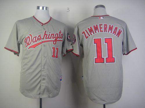 Nationals #11 Zimmerman Ryan Grey Stitched MLB Jersey - Click Image to Close